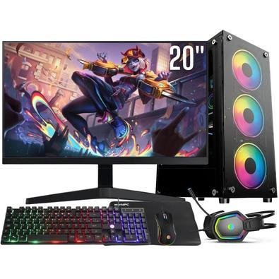 PC Gamer Completo 3green Intel Core I5, 16GB RAM, SSD 256GB, Windows 10 + Monitor 20" + Kit Gamer