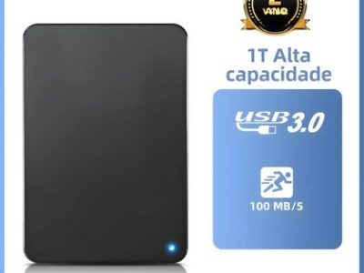 Disco Rígido Externo Portátil 1TB - USB 3.0 de Alta Velocidade para Laptop, PC, Macbook, PS4 e PS5