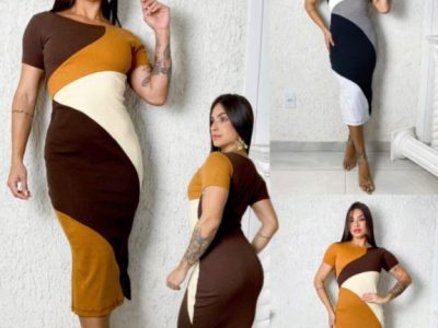 Vestido malha canelada