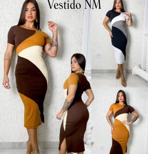 Vestido malha canelada