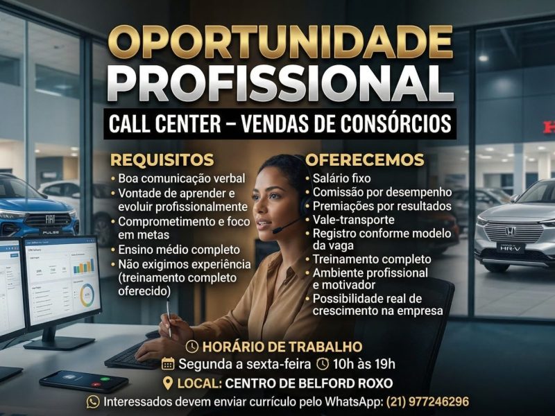PROFISSIONAL | CALL CENTER – VENDAS DE CONSÓRCIOS